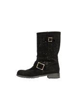 SUEDE CUTOUT YOUTH BIKER BOOTS 36