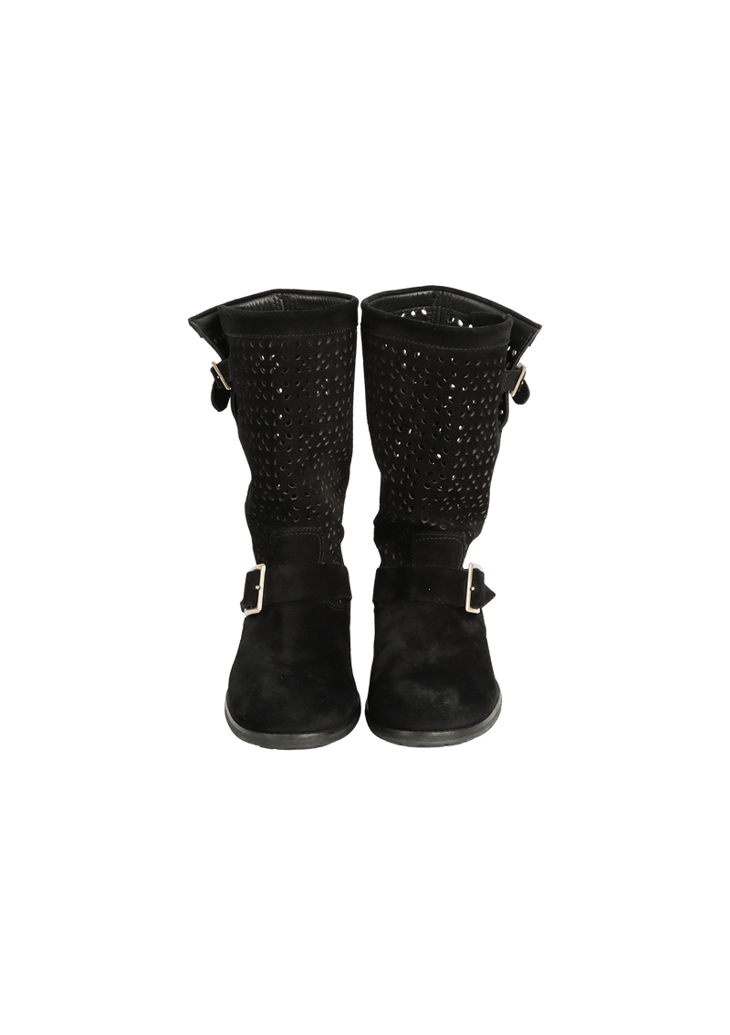 SUEDE CUTOUT YOUTH BIKER BOOTS 36