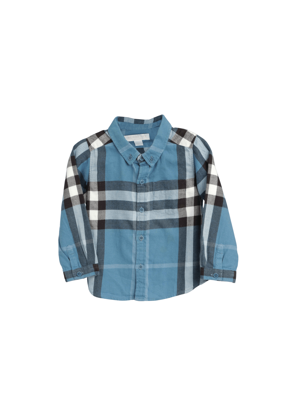 CAMISA BURBERRY KID S LONG SLEEVE SHIRT 12M AZUL ORIGINAL Gringa