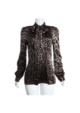 ANIMAL PRINT SILK BLOUSE 38 38