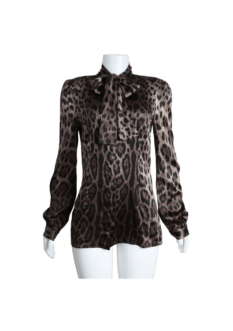 ANIMAL PRINT SILK BLOUSE 38 38