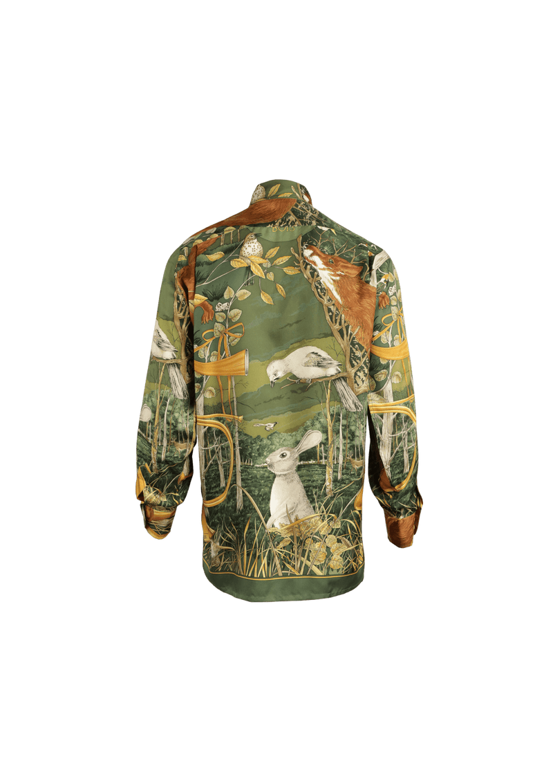 VINTAGE "CHASSE AU BOIS" PRINTED SILK SHIRT G