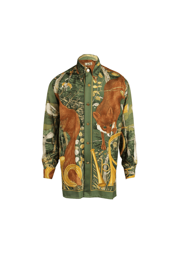 VINTAGE "CHASSE AU BOIS" PRINTED SILK SHIRT G