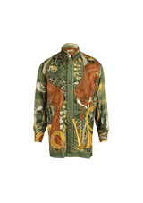 VINTAGE "CHASSE AU BOIS" PRINTED SILK SHIRT G