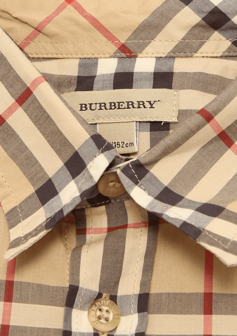 CAMISA INFANTIL BURBERRY HOUSE CHECK SHIRT MARROM 12Y ORIGINAL