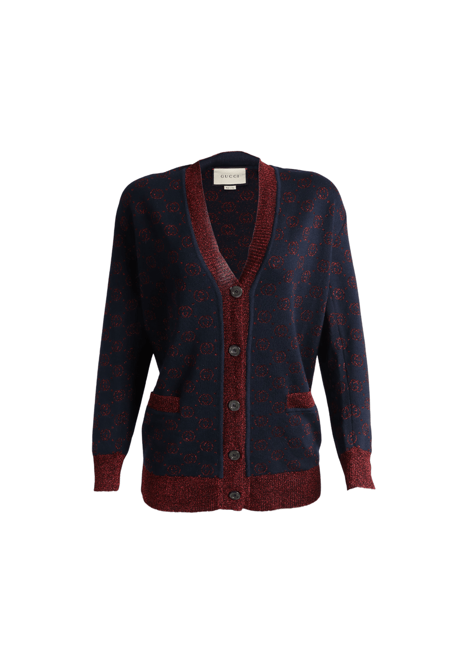 CARDIGAN GUCCI INTERLOCKING G V-NECK CARDIGAN AZUL PP ORIGINAL
