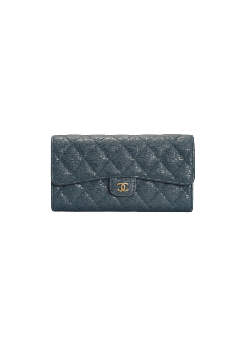 CLASSIC LONG FLAP WALLET CAVIAR