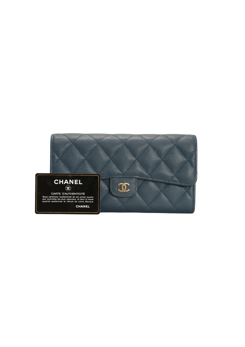 CLASSIC LONG FLAP WALLET CAVIAR