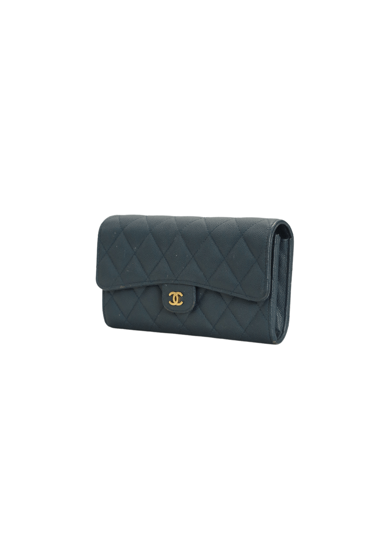 CLASSIC LONG FLAP WALLET CAVIAR