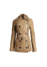 SHEARLING BELTED COAT 36