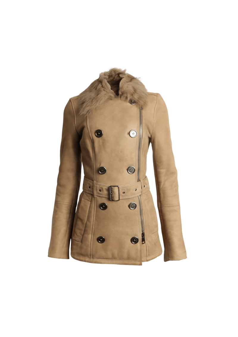 SHEARLING BELTED COAT 36