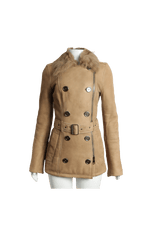 SHEARLING BELTED COAT 36