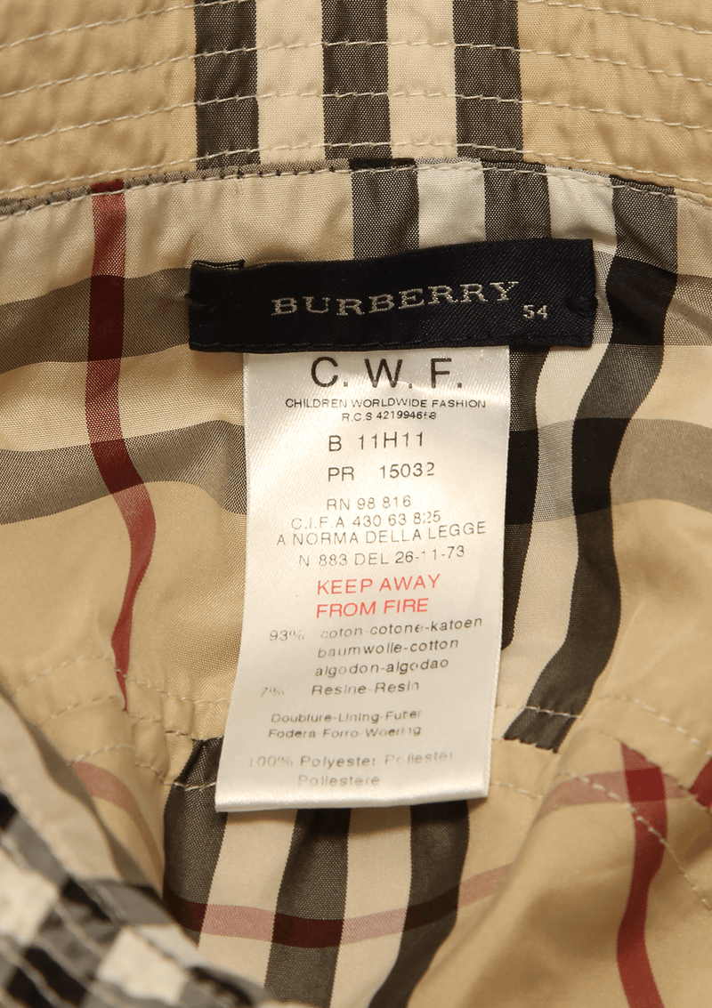 CHAP U BURBERRY NOVA CHECK BUCKET HAT BEGE ORIGINAL Gringa