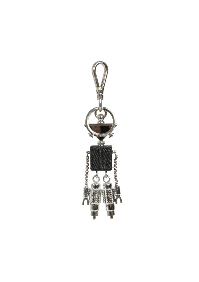 SAFFIANO LEATHER ROBOT TRICK KEYCHAIN