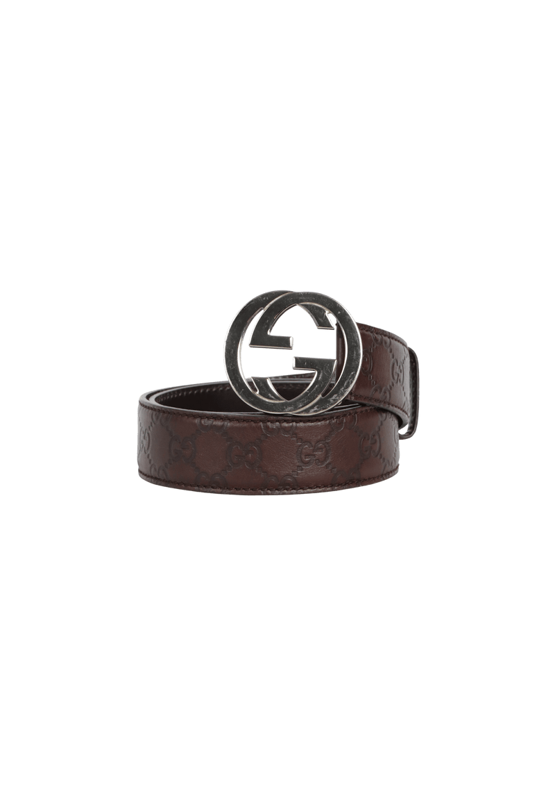 GUCCISSIMA INTERLOCKING G LOGO BELT 85