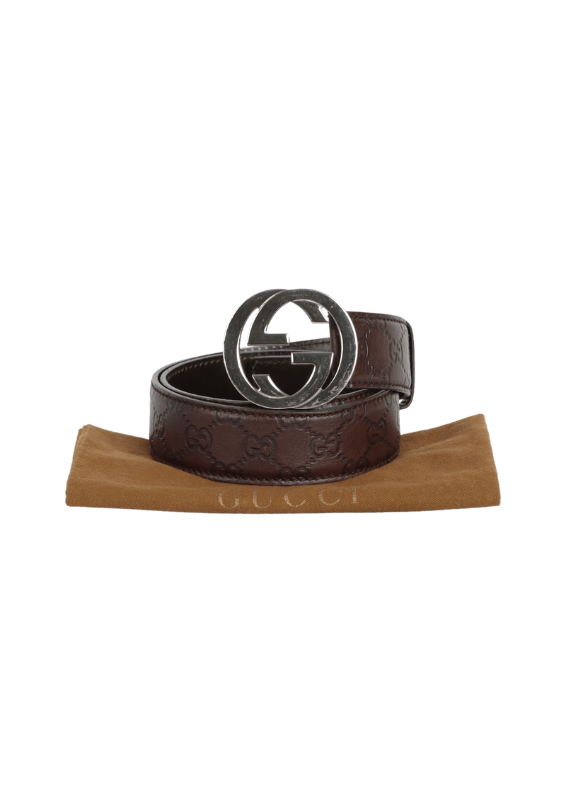 GUCCISSIMA INTERLOCKING G LOGO BELT 85