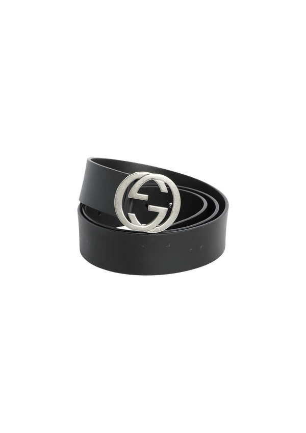 CINTO GUCCI LEATHER HEART CREST BUCKLE BELT PRETO ORIGINAL – Gringa