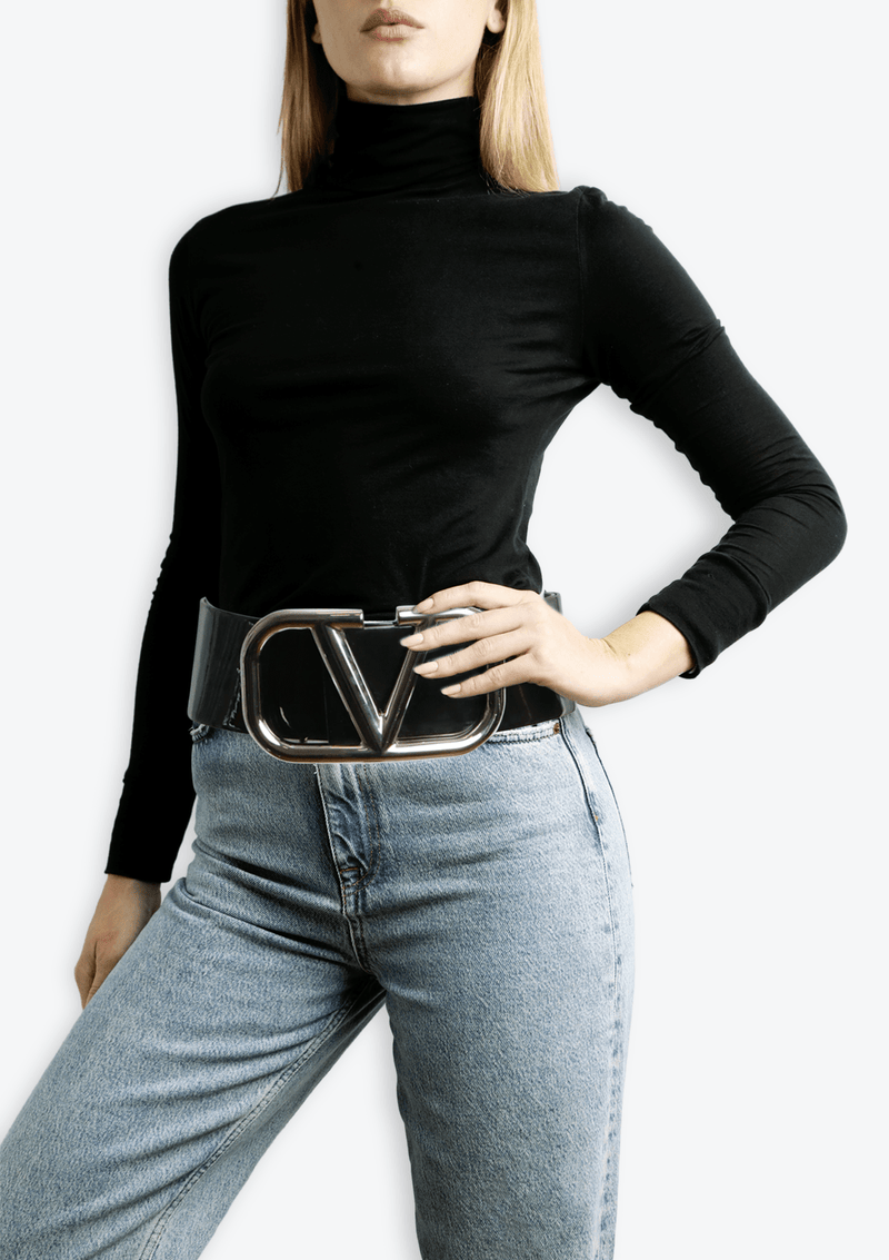 PATENT LEATHER VLOGO BELT 75