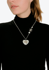 HEART PENDANT CC LOGO NECKLACE