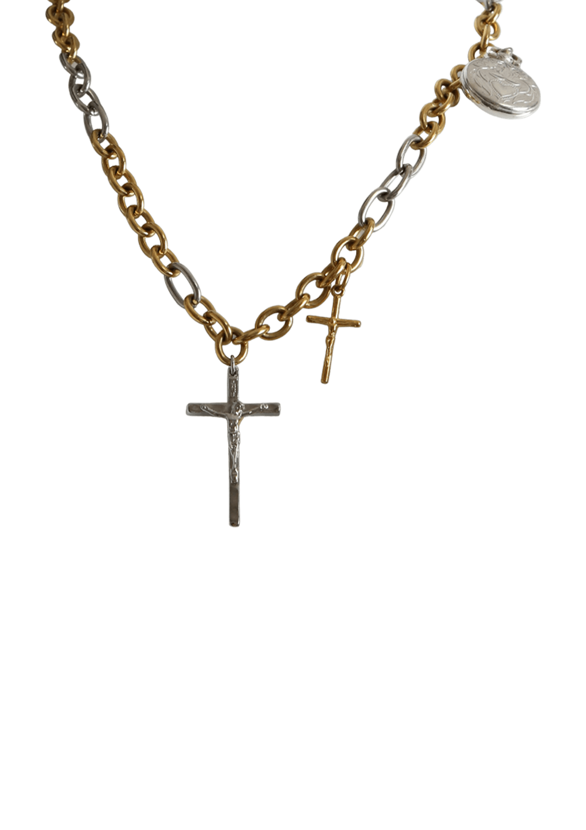 COLAR DOLCE & GABBANA CROSS AND CLOCKS CHAIN NECKLACE DOURADO