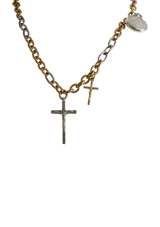 CROSS AND CLOCKS CHAIN NECKLACE