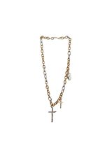 CROSS AND CLOCKS CHAIN NECKLACE