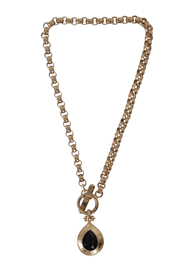 80'S VINTAGE ONIX 18K NECKLACE