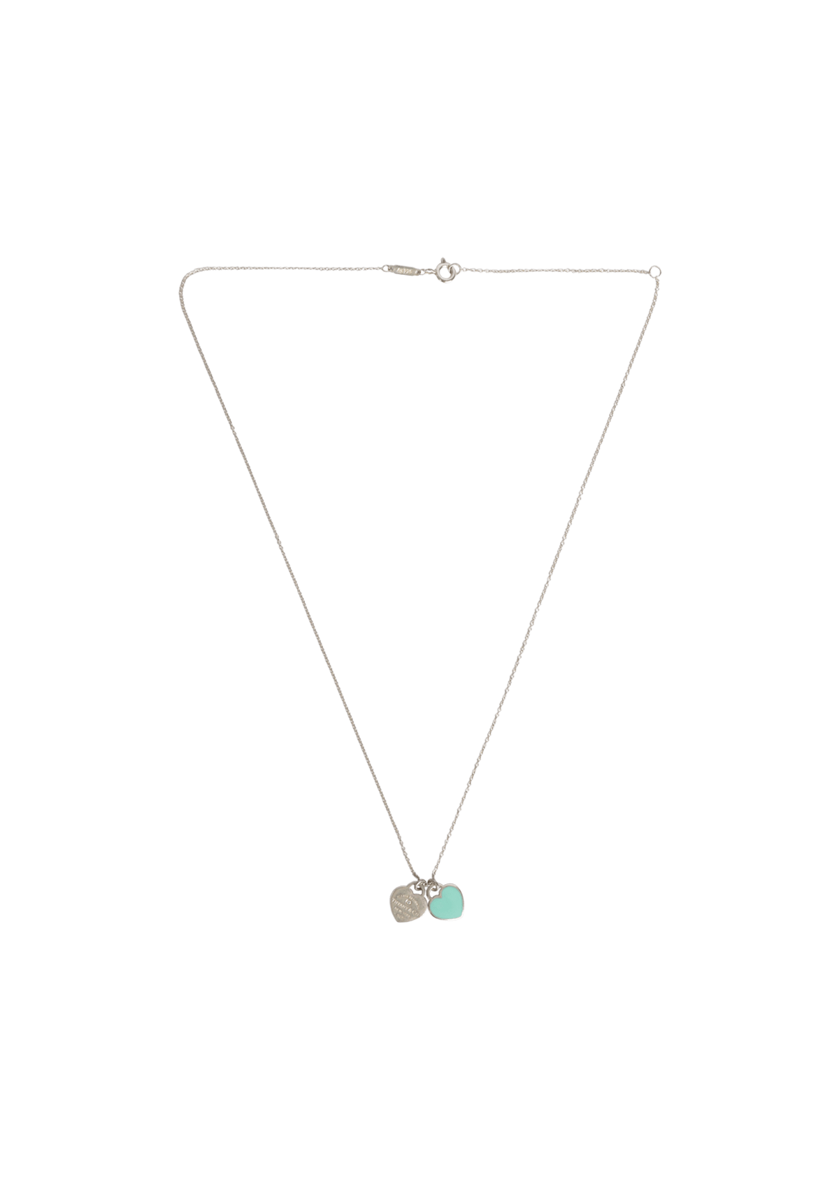 Tiffany double heart store blue necklace