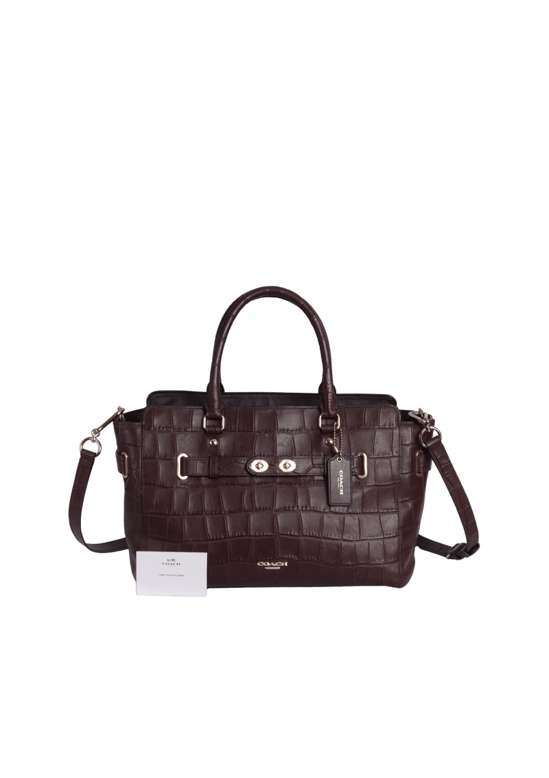 CROCODILE EMBOSSED BLAKE CARRYALL SATCHEL