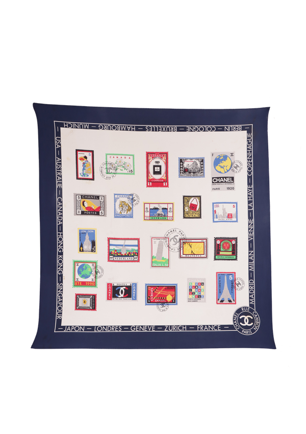 TRAVEL STAMP SILK SCARF