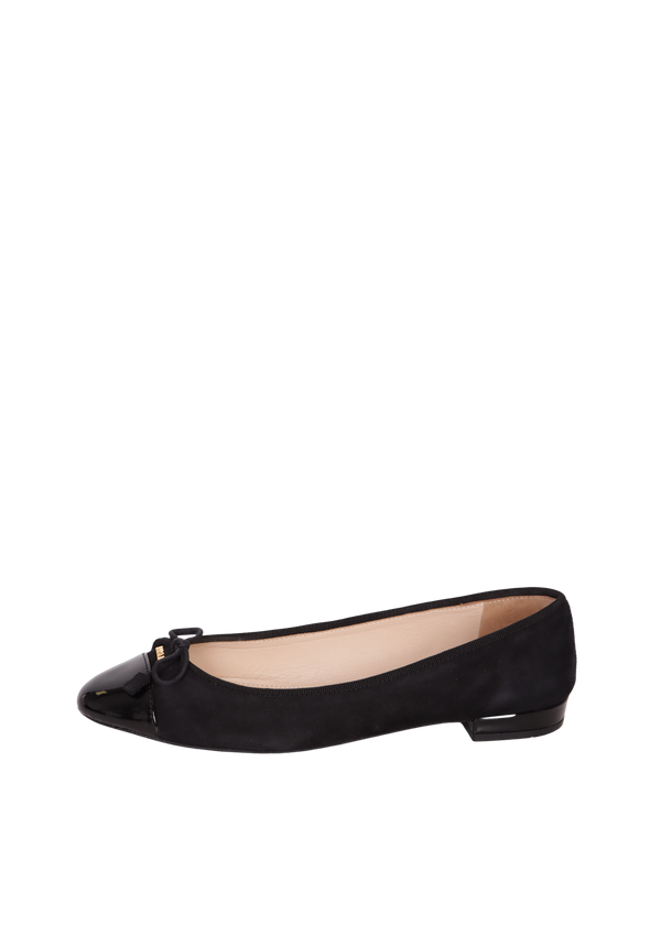 PATENT SUEDE BOW BALLET FLATS 36
