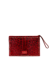 CALF HAIR LEOPARD ROCKSTUD WRISTLET CLUTCH