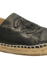 INTERLOCKING CC LOGO LEATHER ESPADRILLES 38