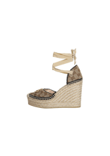 GG ANKLE WRAP PLATFORM ESPADRILLE WEDGES 38