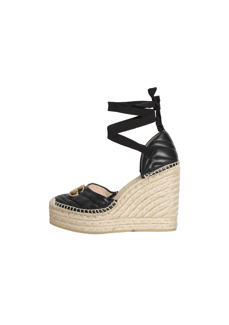 GG MARMONT WRAP PLATFORM ESPADRILLE WEDGES 38