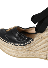 GG MARMONT WRAP PLATFORM ESPADRILLE WEDGES 38