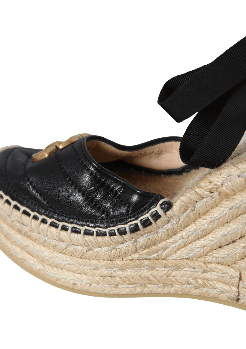 GG MARMONT WRAP PLATFORM ESPADRILLE WEDGES 38