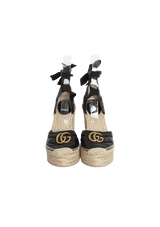 GG MARMONT WRAP PLATFORM ESPADRILLE WEDGES 38