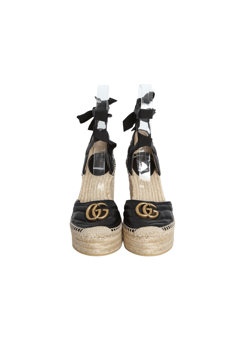 GG MARMONT WRAP PLATFORM ESPADRILLE WEDGES 38