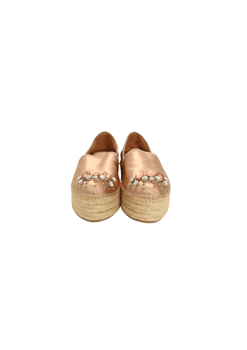 SATIN CRYSTAL EMBELLISHMENTS ESPADRILLES 37