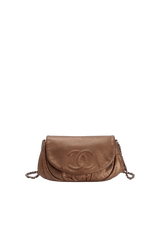 METALLIC HALF MOON FLAP WALLET ON CHAING BAG