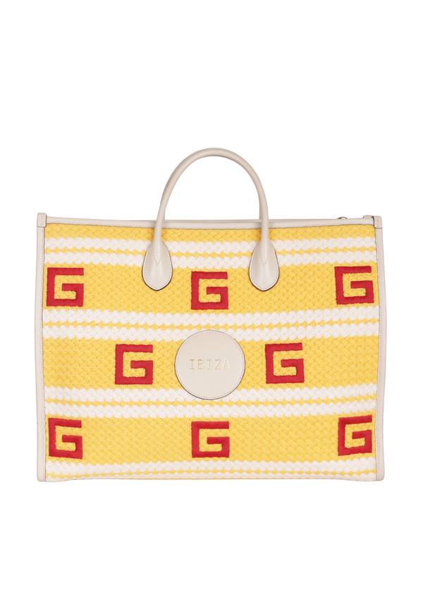 EMBROIDERED STRIPED TOTE BAG