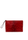 CALF HAIR LEOPARD ROCKSTUD WRISTLET CLUTCH