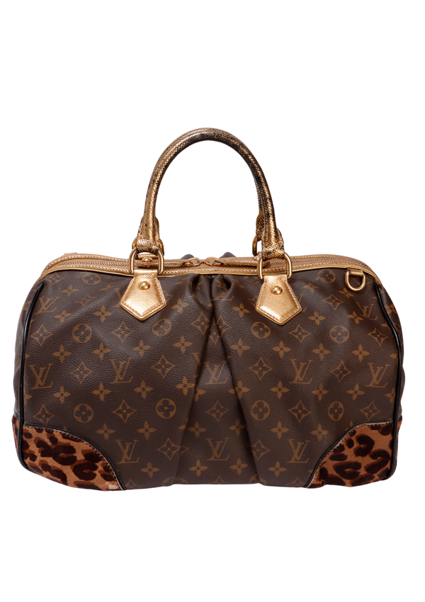 x STEPHEN MONOGRAM LEOPARD HANDLE BAG