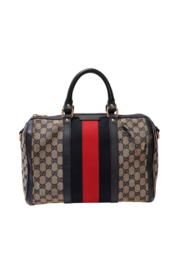 GG CANVAS WEB MEDIUM BOSTON BAG