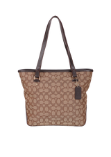 SIGNATURE ZIP TOP TOTE BAG