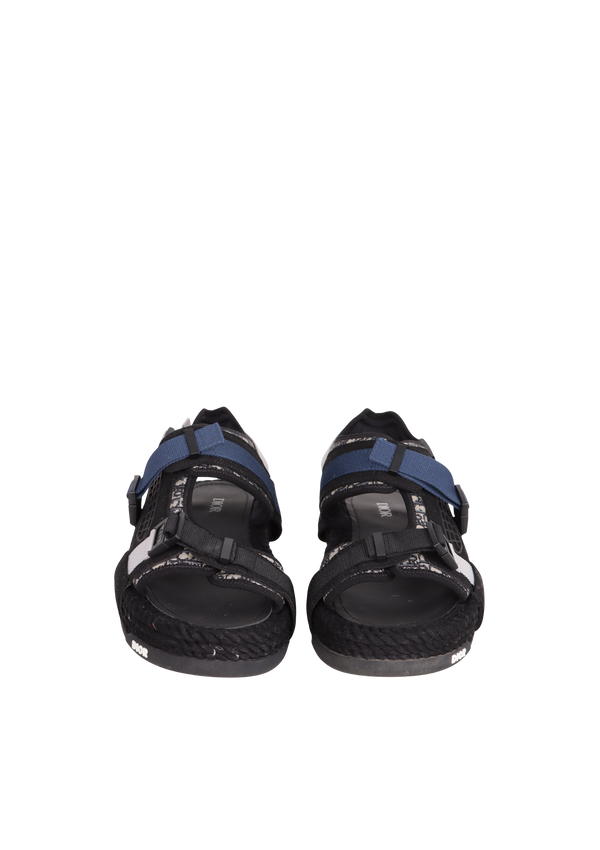 OBLIQUE JACQUARD SUEDE SANDALS 39
