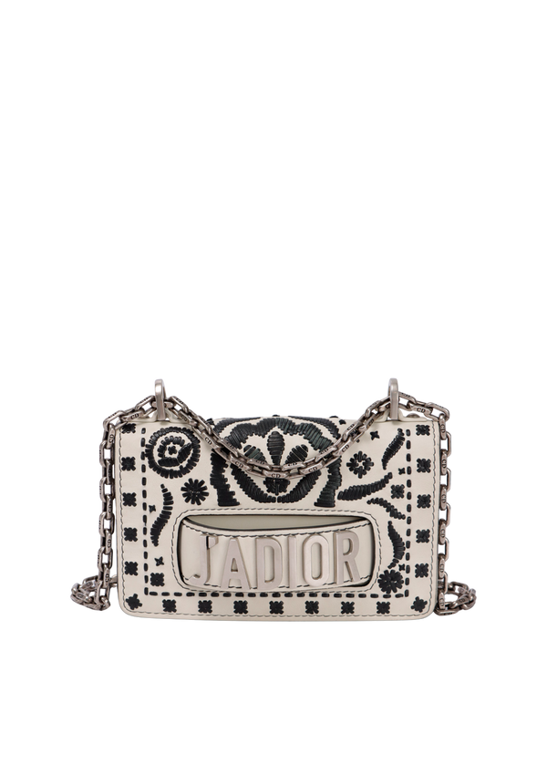 EMBROIDERED FLORAL J'ADIOR CHAIN FLAP BAG MINI