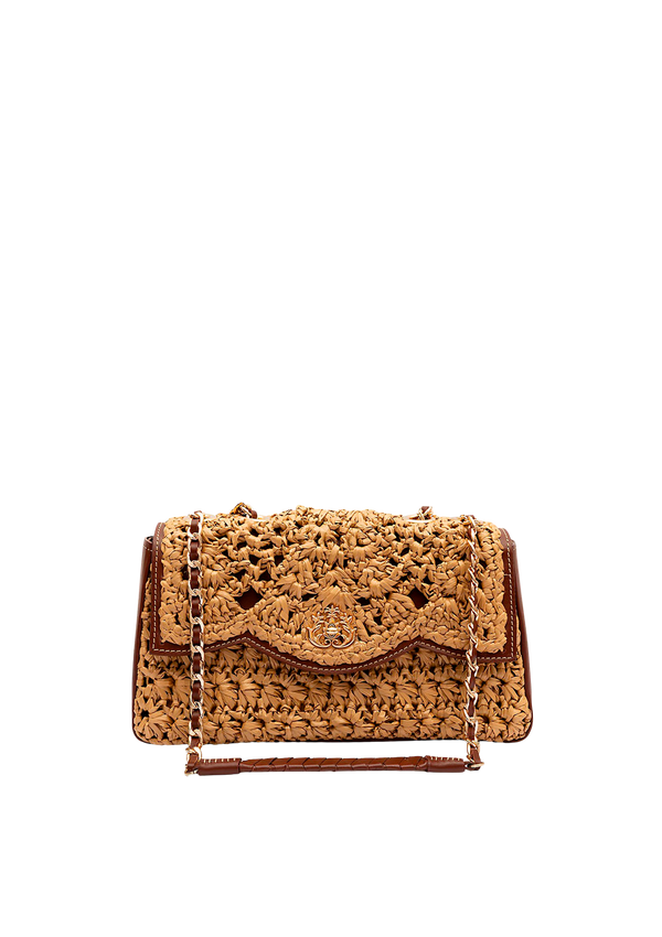 BOLSA ELIS BAGUETE JUMBO CROCHÊ NATURAL