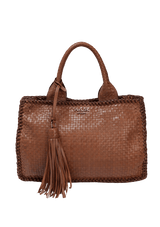 OPEN MADRAS WOVEN TOTE